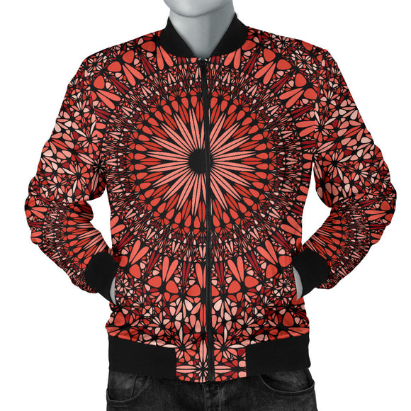 Red Spiritual Mandala Men's Bomber Jacket