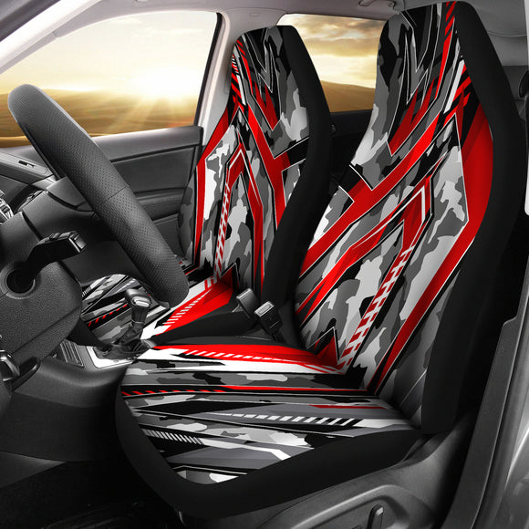 Racing Army Style Grey & Red Vibe Car Seat Cover