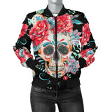 Romantic Flower Skull Women's Bomber Jacket