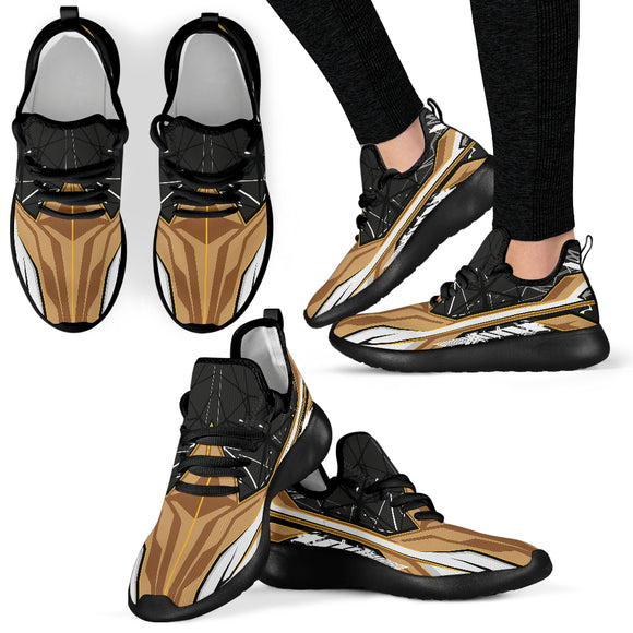 Racing Style Brown & Black Mesh Knit Sneakers