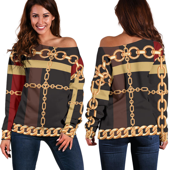 Extraordinary Chain Women's Off Shoulder Sweater