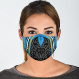 Racing Style Light Blue & Black Ornamental Design Protection Face Mask