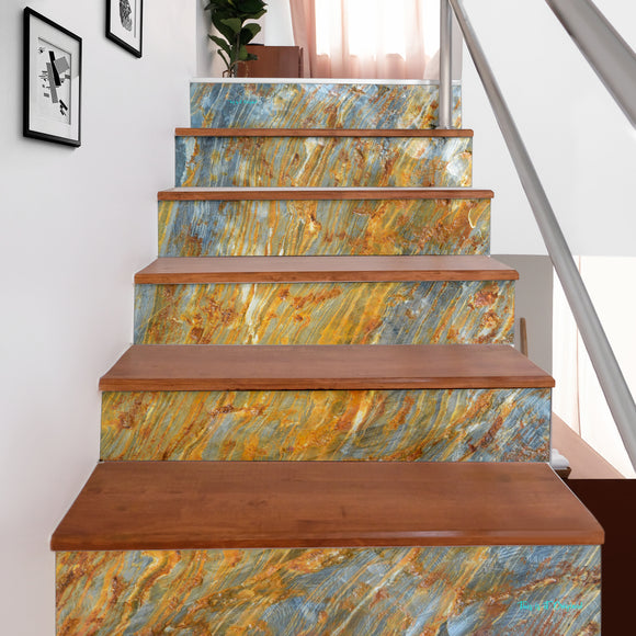 Luxury Gold Marble Design Decoration Art Stair Stickers (Set of 6)