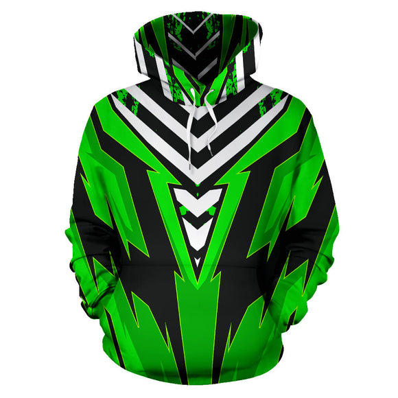 Racing Urban Style Green & Black Stripes Vibes All Over Hoodie