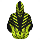 Racing Style Black & Lime Green Stripes Vibes All Over Hoodie