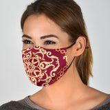 Luxury Golden Design Bordeaux Protection Face Mask