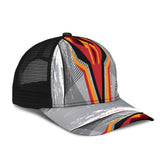 Racing Style Gray & Red Design Art Mesh Back Cap