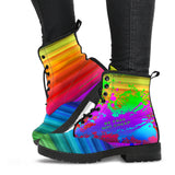 Be free not cheap - Rainbow Design Art with Neon Splash Leather Boots