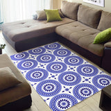 Luxury Traditional White & Blue Ornaments Design Two Area Rug