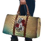 Luxury Metallic Snake Skin Design & King & Queen Gangster Love Card Style With Roses Travel Bag