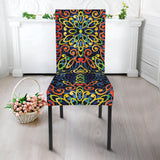 Glowing Rasta Mandala Dining Chair Slip Cover