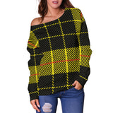 Yellow Tartan Passion Women's Off Shoulder Sweater