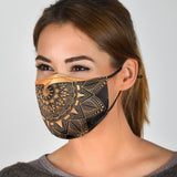 Golden Luxurious Mandala Design One Protection Face Mask