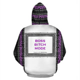 Boss Bitch Mode Simple Luxury Design in silver frame. Positive Girl Boss Quote Hoodie