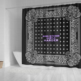 Paisley Design & Bandana Style "Boss Hustle" - Luxury Black Shower Curtain