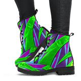 Racing Style Neon Green & Purple Vibes Leather Boots