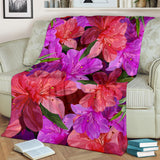 Beautiful Pink Flower Azalea Premium Blanket