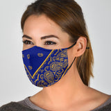 Luxury Perfect Royal Blue and Yellow Bandana Style Protection Face Mask