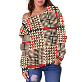 Awesome Tartan Plaid Women's Off Shoulder Sweater