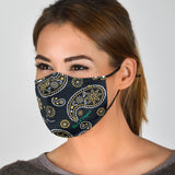 Luxury Black And Yellow Paisley Style Bandana Design Protection Face Mask