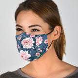 Grey Design With Pink Flowers Protection Face Mask