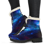 Blue Cosmos Faux Fur Leather Boots