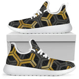 Golden & Grey Hexagon Geometric 2 Mesh Knit Sneakers