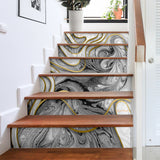 Luxury White and Grey & Gold Marble Design Art Stair Stickers (Set of 6)