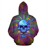 Colorful Psychedelic Design Skull with Mushrooms One Hoodie