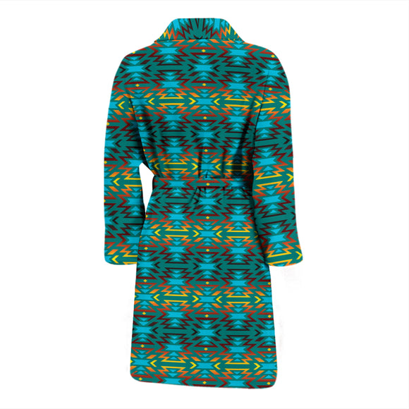 Fire Colors And Turquoise Teal Men's Bath Robe