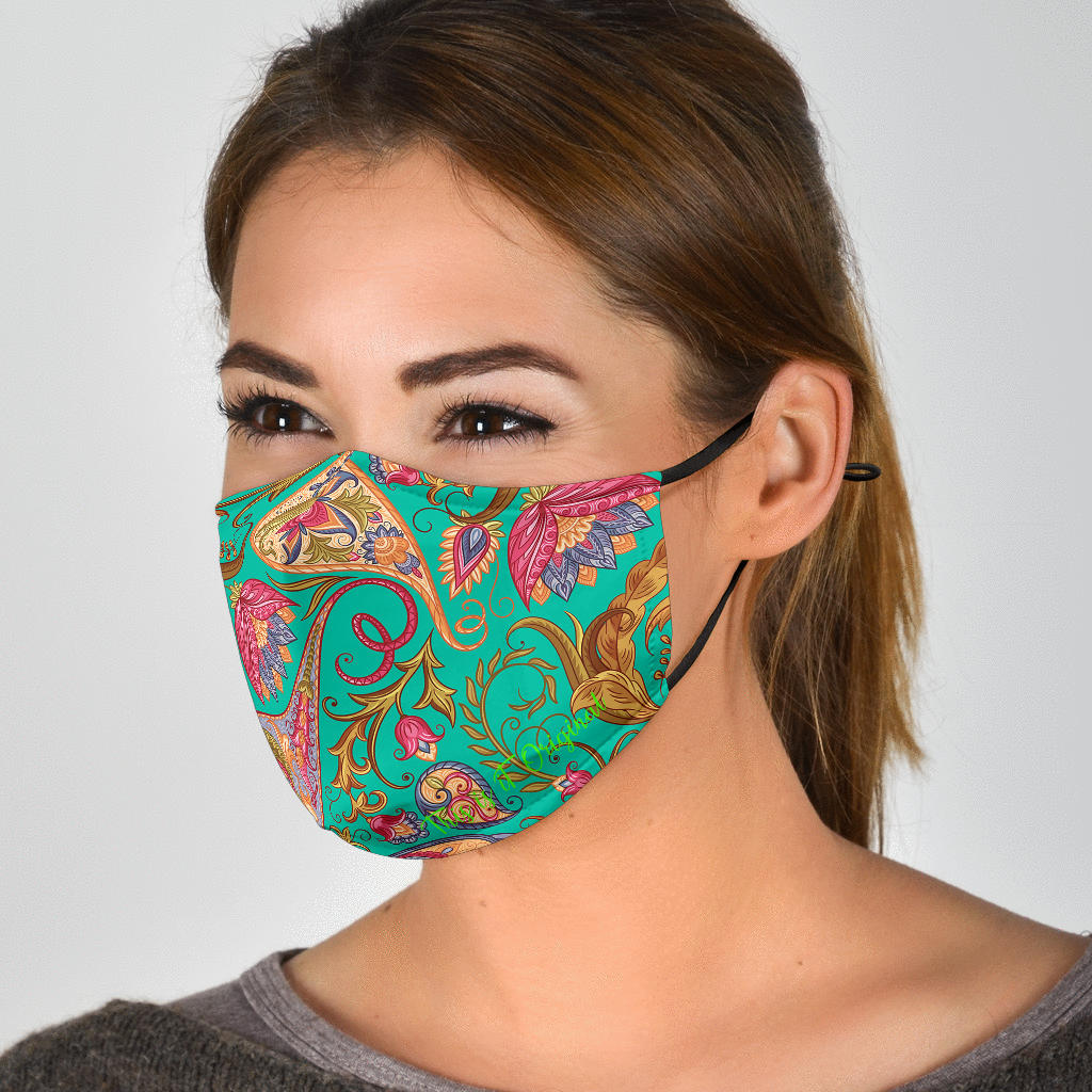 Paisley Floral Design Special Green Protection Mask – This is iT Original
