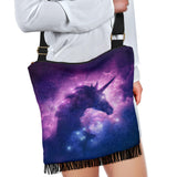 Magical Cosmic Purple Unicorn Crossbody Boho Handbag