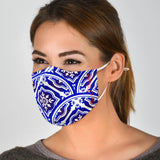 White & Blue Traditional Mandala Design Two Protection Face Mask