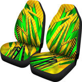Racing Brazil Style Yellow & Colorful Green Stripes Vibes Car Seat Covers
