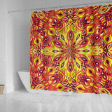 Red Sunny Mandala Shower Curtain