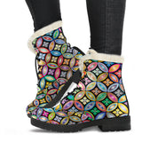 Flowery Lovely Miracle Faux Fur Leather Boots