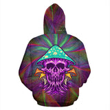 Colorful Psychedelic Design Skull with Mushrooms Four Hoodie