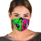 Tattoo Studio Design In Neon Green & Pink Vibes Premium Protection Face Mask