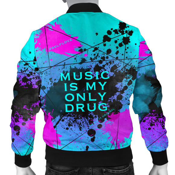 Music is my only drug. Street Art Design Men's Bomber Jacket