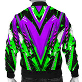 Racing Style Violet & Neon Green Stripes Vibes Men's Bomber Jacket