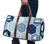 Special Gold & Blue Navy Hexagon Design - Sailing Boat - Travel Bag