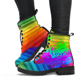 Love is Love. Rainbow Design Art With Neon Splash Leather Boots