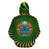 Psychedelic green & yellow design with mushroom and crazy skull one Hoodie