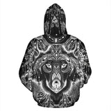 Lovely Old Mystical Boho Wolf All Over Hoodie