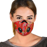 Paisley Floral Design Special Fire Red Premium Protection Face Mask