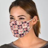 Geometric Design Retro Style Pink Heart Protection Face Mask
