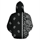 Black and White Asymmetrical Bandana Style All Over Hoodie