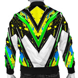 Racing Style Neon Green & Black Colorful Splash Vibe Men's Bomber Jacket