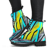 Racing Style Light Blue & Yellow Unisex Leather Boots