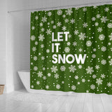 Let It Snow Green Shower Curtain